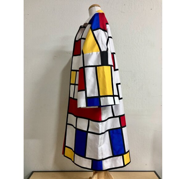 Inspired by Piet Mondrian Silk Duster Coat - Picture 3 of 6